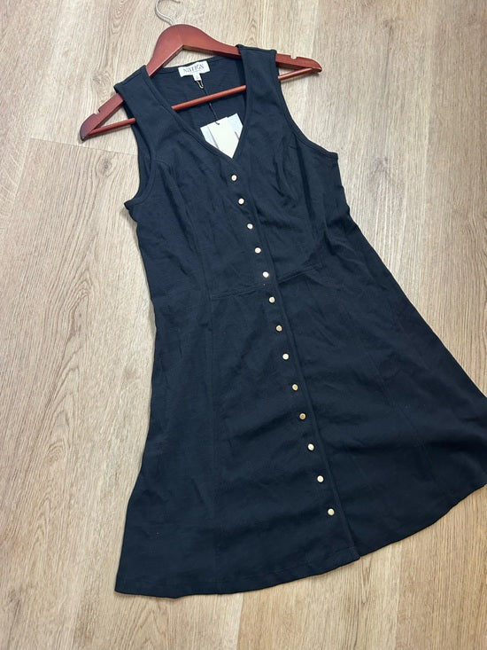 Nation LA 100% Cotton Black Gold Button V - Neck Button Down Mini Dress