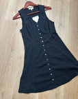 Nation LA 100% Cotton Black Gold Button V - Neck Button Down Mini Dress