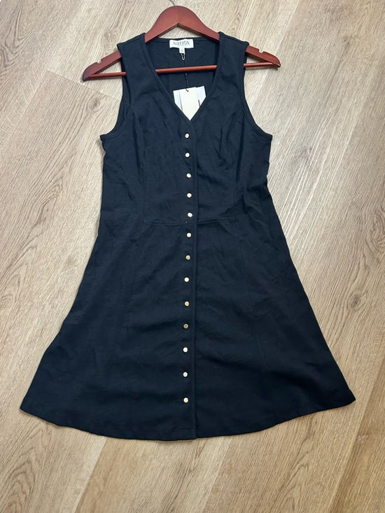 Nation LA 100% Cotton Black Gold Button V - Neck Button Down Mini Dress