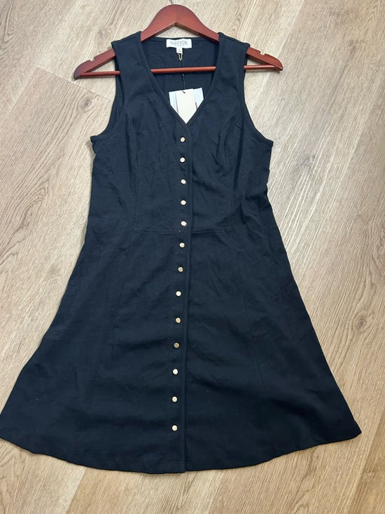 Nation LA 100% Cotton Black Gold Button V - Neck Button Down Mini Dress