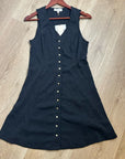 Nation LA 100% Cotton Black Gold Button V - Neck Button Down Mini Dress