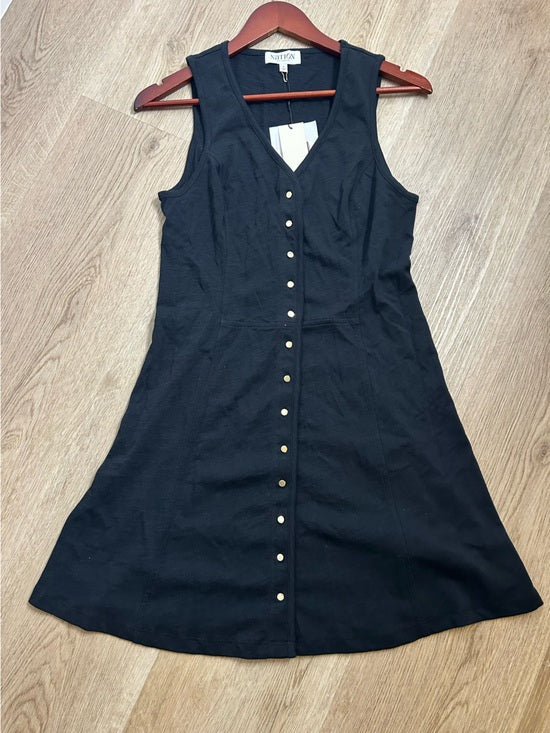 Nation LA 100% Cotton Black Gold Button V - Neck Button Down Mini Dress