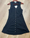 Nation LA 100% Cotton Black Gold Button V - Neck Button Down Mini Dress