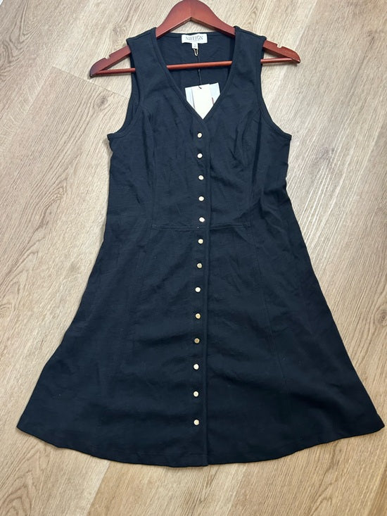 Nation LA 100% Cotton Black Gold Button V - Neck Button Down Mini Dress