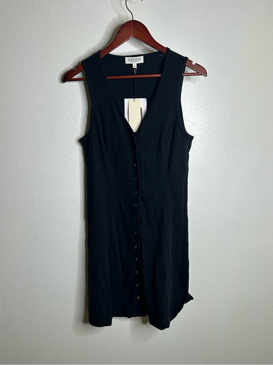 Nation LA 100% Cotton Black Gold Button V - Neck Button Down Mini Dress