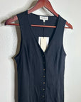 Nation LA 100% Cotton Black Gold Button V - Neck Button Down Mini Dress