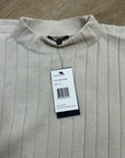 Lafayette 148 100% Cashmere Ecru Ribbed Turtleneck Sleeveless Sweater