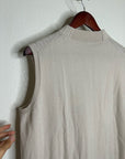 Lafayette 148 100% Cashmere Ecru Ribbed Turtleneck Sleeveless Sweater