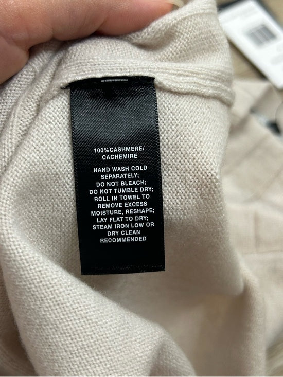 Lafayette 148 100% Cashmere Ecru Ribbed Turtleneck Sleeveless Sweater