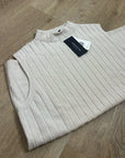 Lafayette 148 100% Cashmere Ecru Ribbed Turtleneck Sleeveless Sweater