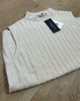 Lafayette 148 100% Cashmere Ecru Ribbed Turtleneck Sleeveless Sweater