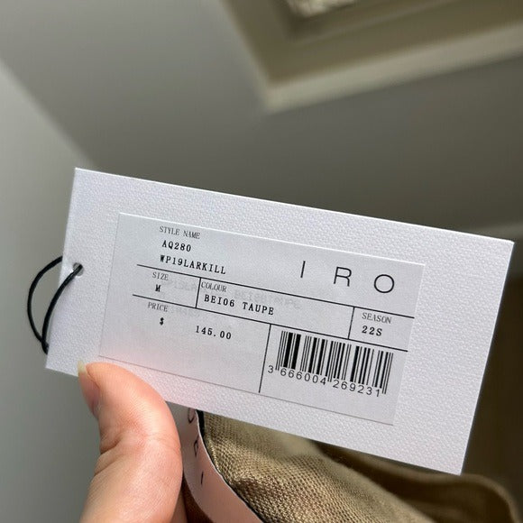IRO Paris 100% Linen Distressed Tan T - Shirt Top