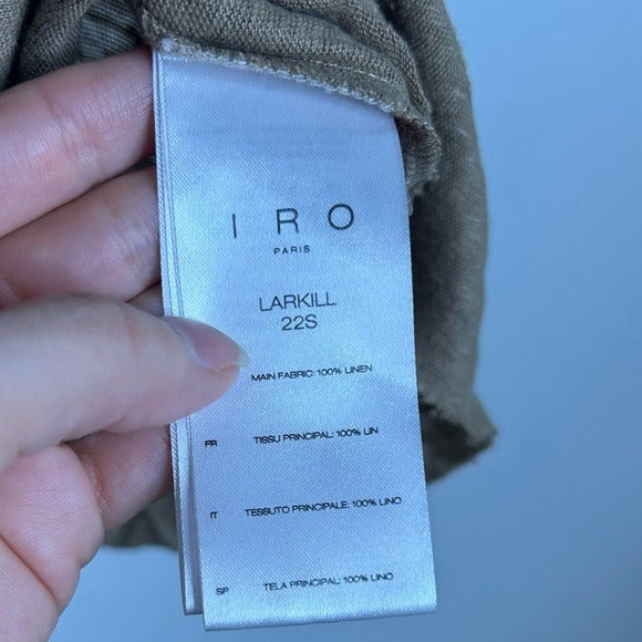 IRO Paris 100% Linen Distressed Tan T - Shirt Top