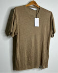 IRO Paris 100% Linen Distressed Tan T - Shirt Top