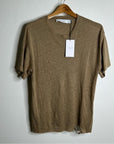 IRO Paris 100% Linen Distressed Tan T - Shirt Top