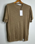 IRO Paris 100% Linen Distressed Tan T - Shirt Top