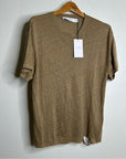 IRO Paris 100% Linen Distressed Tan T - Shirt Top