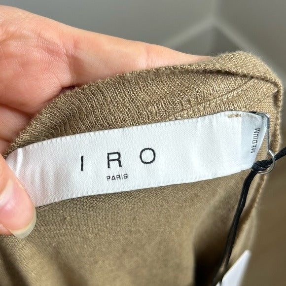 IRO Paris 100% Linen Distressed Tan T - Shirt Top