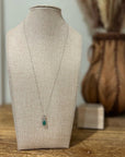 925 Sterling Silver Emerald White Topaz Pendant Necklace