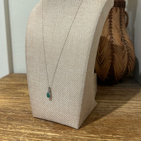 925 Sterling Silver Emerald White Topaz Pendant Necklace