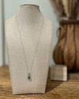925 Sterling Silver Emerald White Topaz Pendant Necklace