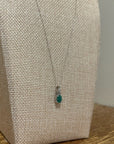 925 Sterling Silver Emerald White Topaz Pendant Necklace