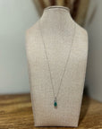 925 Sterling Silver Emerald White Topaz Pendant Necklace