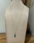 925 Sterling Silver Emerald White Topaz Pendant Necklace