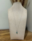 925 Sterling Silver Emerald White Topaz Pendant Necklace