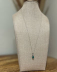925 Sterling Silver Emerald White Topaz Pendant Necklace