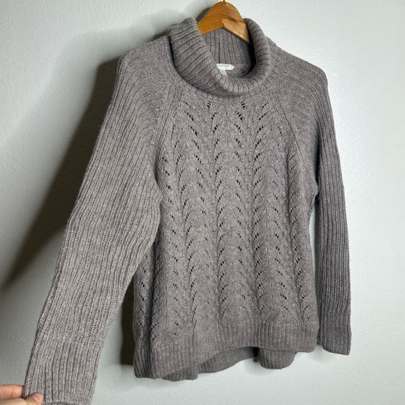 Garnet Hill Garnet Hill 100% Baby Alpaca Texturted Neutral Turtleneck Sweater