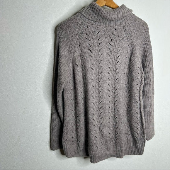 Garnet Hill Garnet Hill 100% Baby Alpaca Texturted Neutral Turtleneck Sweater