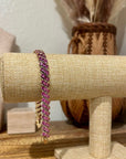 925 Sterling Silver Gold Plated Ruby Triple Stone All Around Bracelet