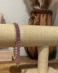 925 Sterling Silver Gold Plated Ruby Triple Stone All Around Bracelet