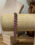 925 Sterling Silver Gold Plated Ruby Triple Stone All Around Bracelet
