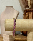 925 Sterling Silver Gold Plated Ruby Triple Stone All Around Bracelet
