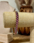925 Sterling Silver Gold Plated Ruby Triple Stone All Around Bracelet