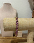 925 Sterling Silver Gold Plated Ruby Triple Stone All Around Bracelet