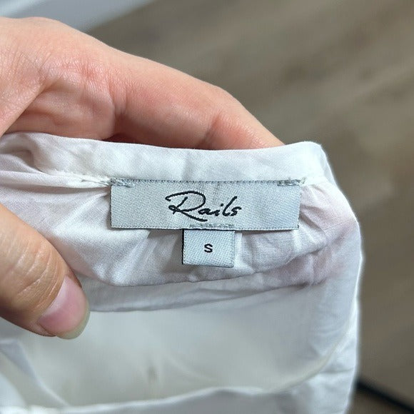 Rails 100% Cotton Dari Eyelet Long Sleeve White Blouse