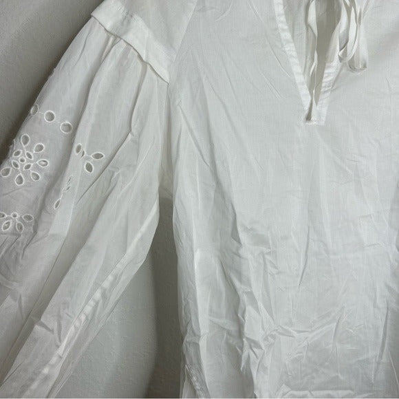 Rails 100% Cotton Dari Eyelet Long Sleeve White Blouse