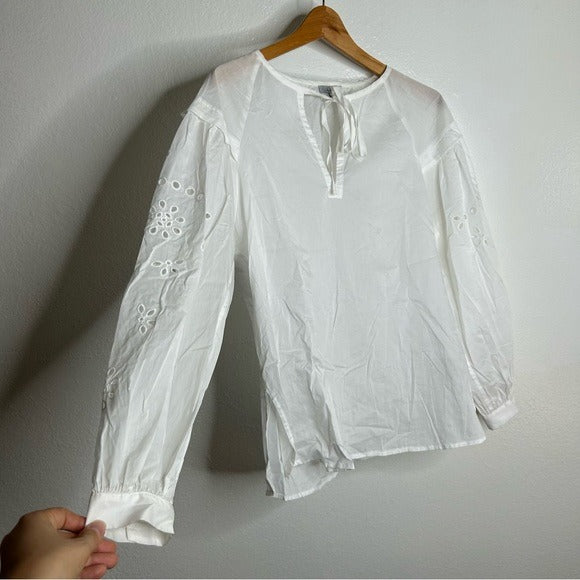 Rails Rails 100% Cotton Dari Eyelet Long Sleeve White Blouse - Cotton
