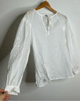 Rails 100% Cotton Dari Eyelet Long Sleeve White Blouse