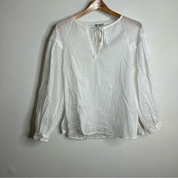 Rails Rails 100% Cotton Dari Eyelet Long Sleeve White Blouse - Cotton