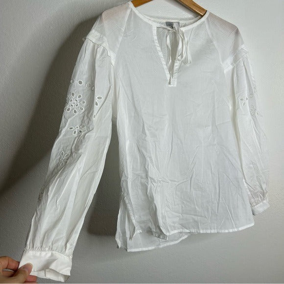 Rails Rails 100% Cotton Dari Eyelet Long Sleeve White Blouse - Cotton