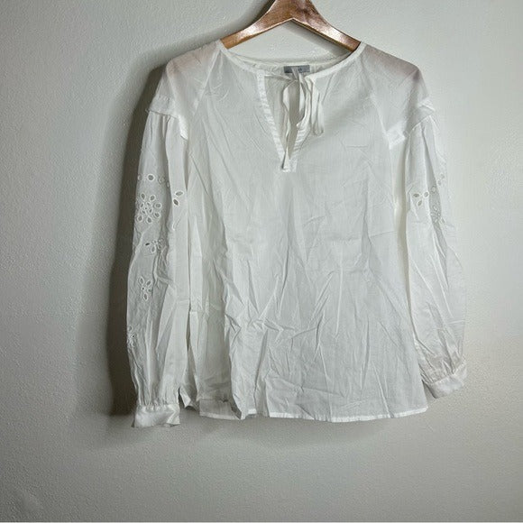 Rails Rails 100% Cotton Dari Eyelet Long Sleeve White Blouse - Cotton
