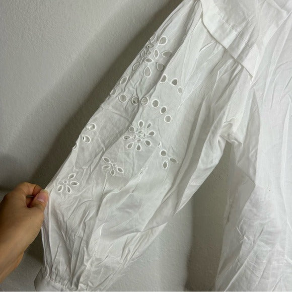Rails Rails 100% Cotton Dari Eyelet Long Sleeve White Blouse - Cotton