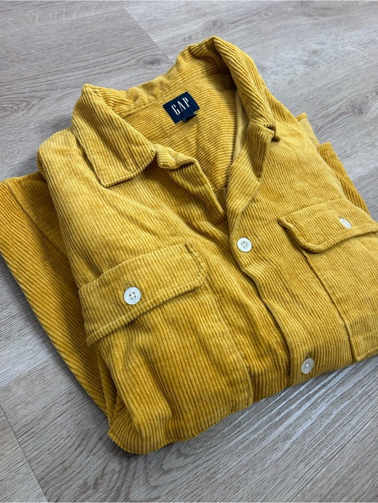 GAP GAP 100% Cotton Mustard Yellow Wide Wale Corduroy Shirt Jacket Oversized - Cotton