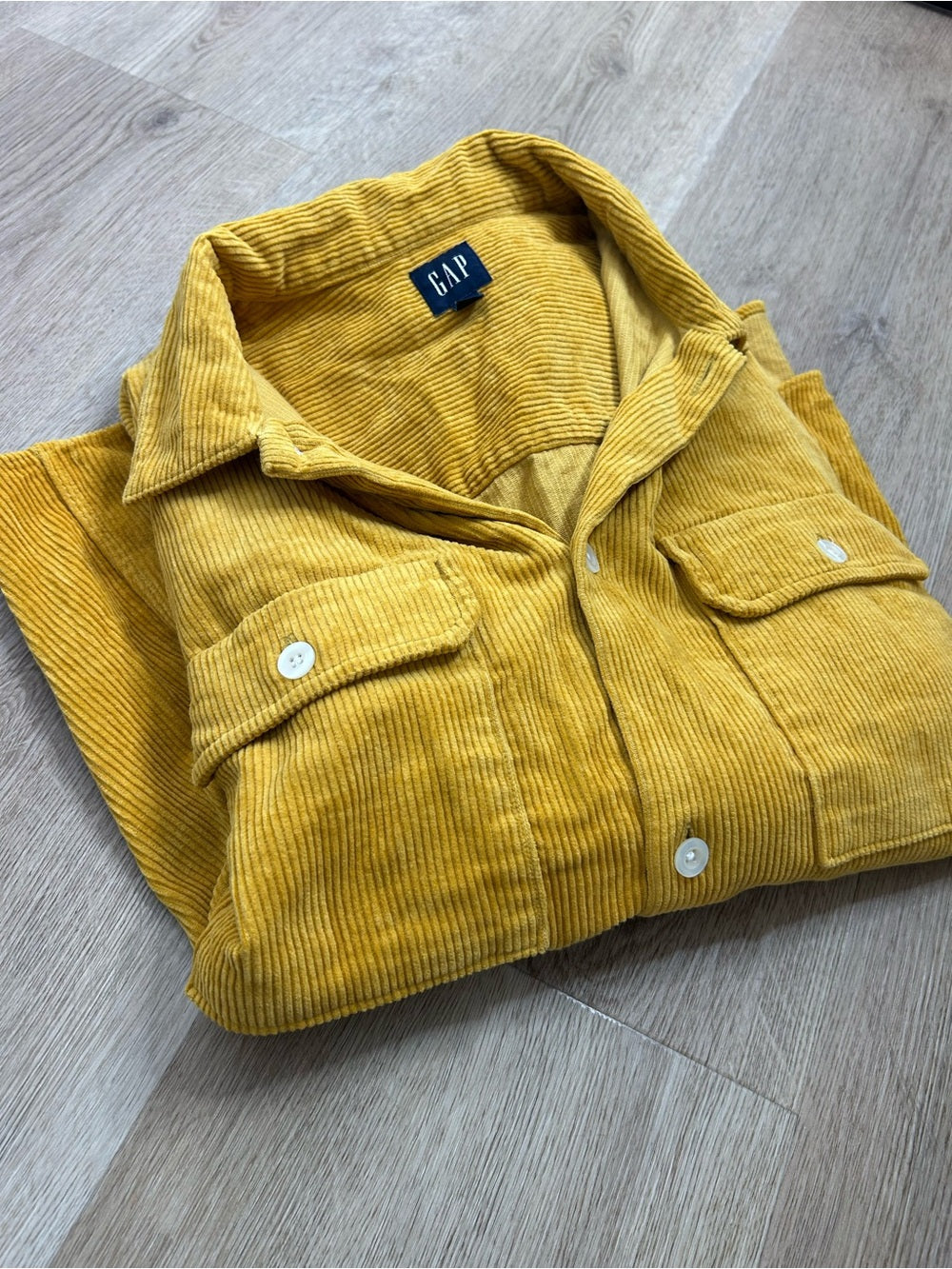 GAP GAP 100% Cotton Mustard Yellow Wide Wale Corduroy Shirt Jacket Oversized - Cotton
