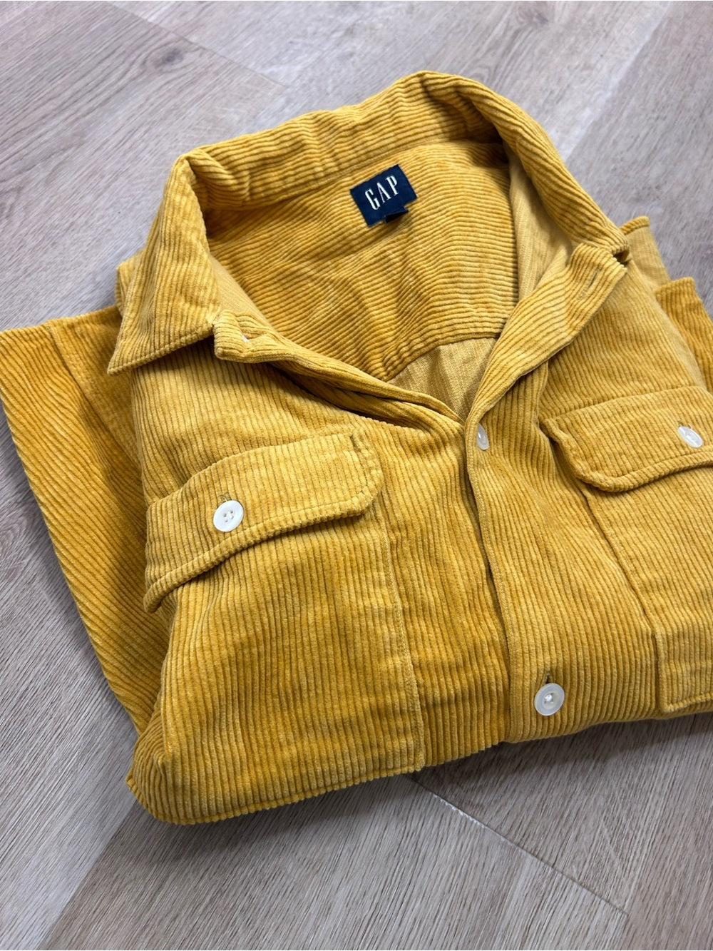 GAP GAP 100% Cotton Mustard Yellow Wide Wale Corduroy Shirt Jacket Oversized - Cotton