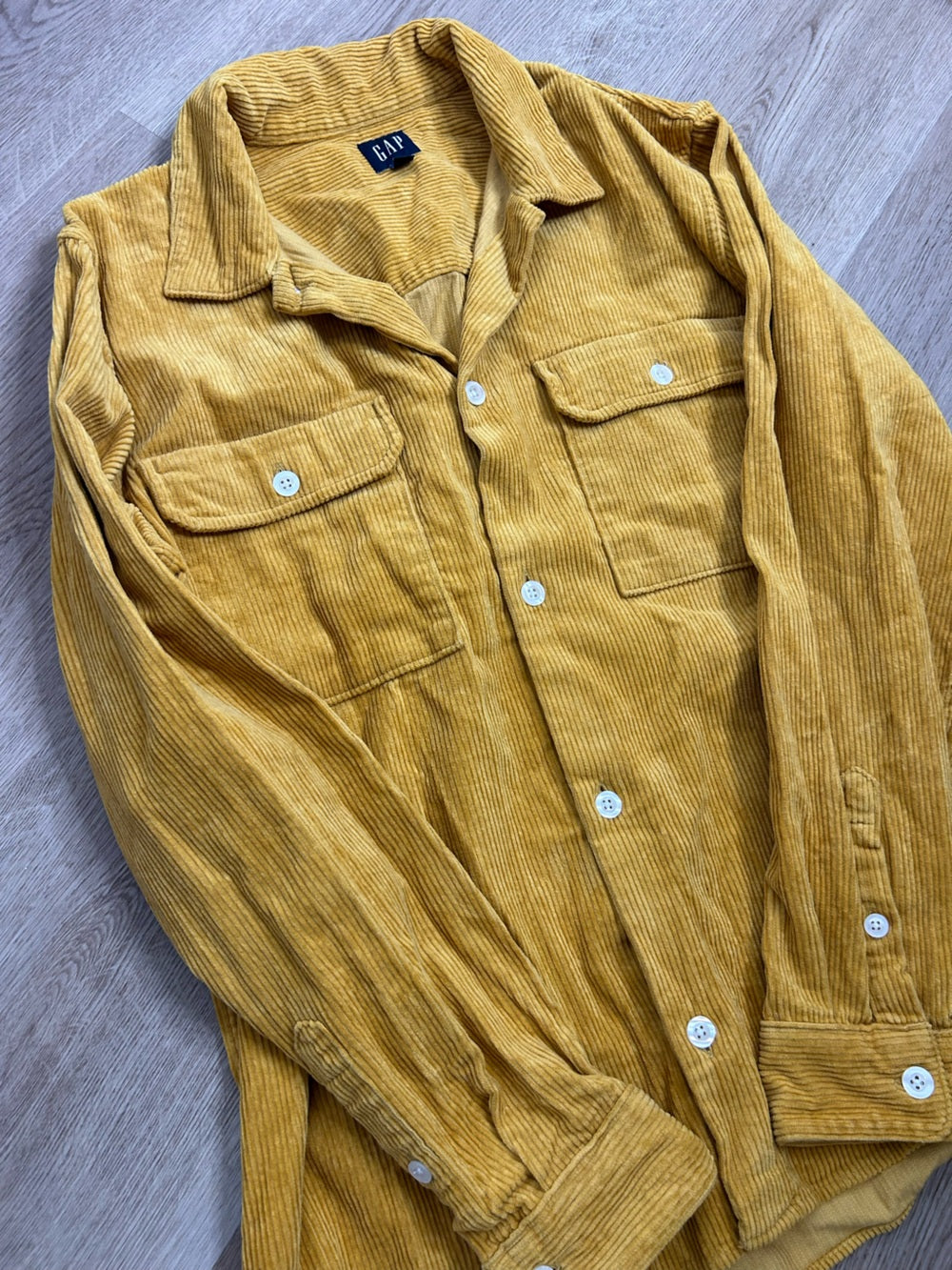 GAP GAP 100% Cotton Mustard Yellow Wide Wale Corduroy Shirt Jacket Oversized - Cotton